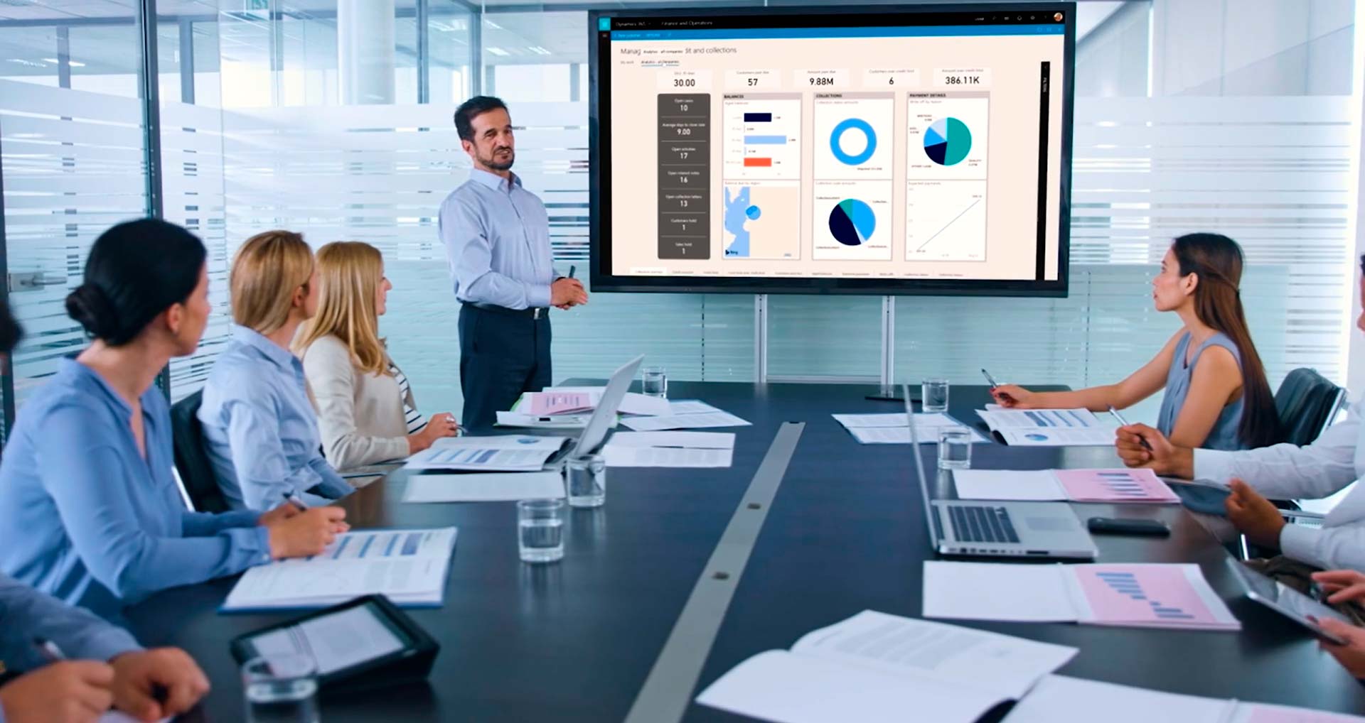 Reunión empresarial con Microsoft Dynamics 365 Finance & Operations